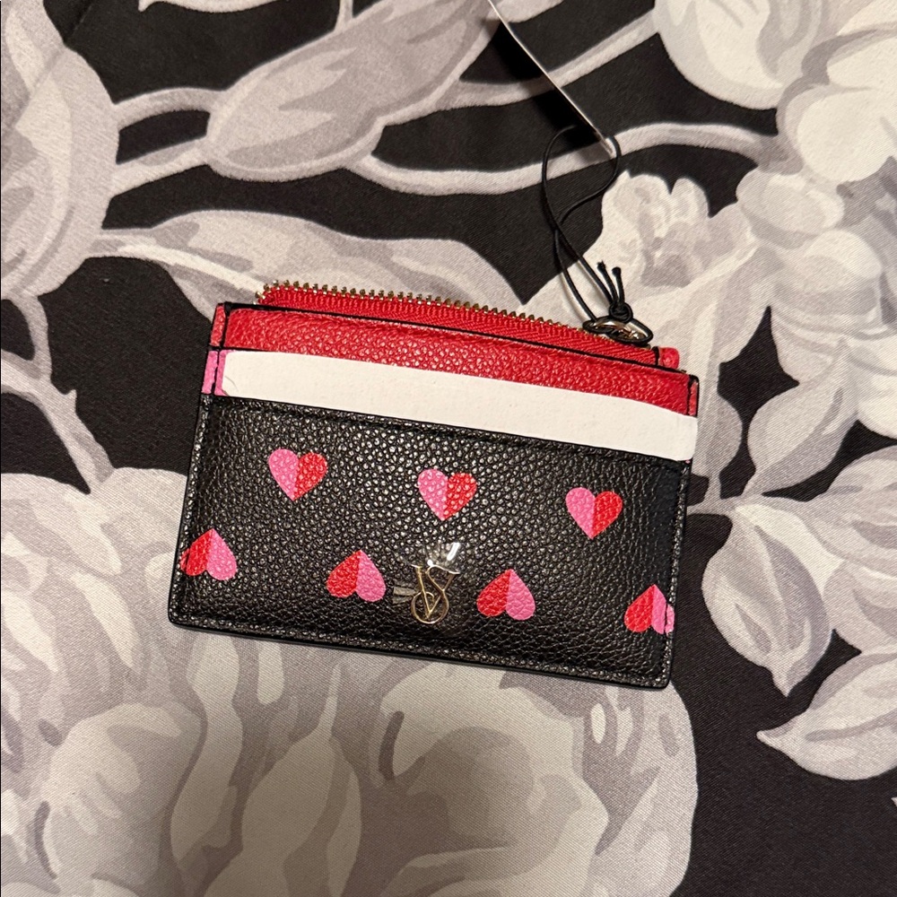 Victorias Secret Black and Red Heart Card Holder